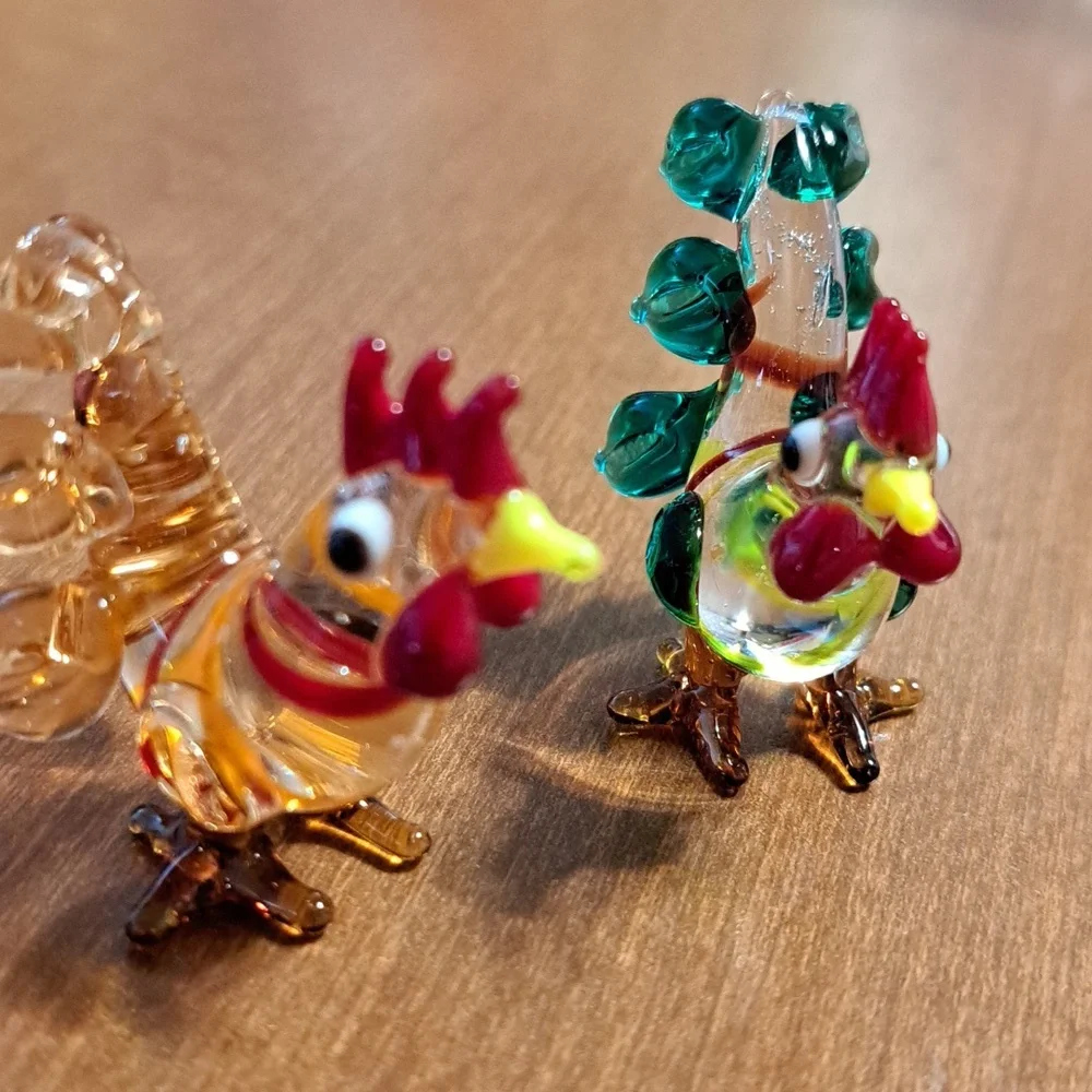 Colorful Glass Rooster Figurines for Bird Lovers